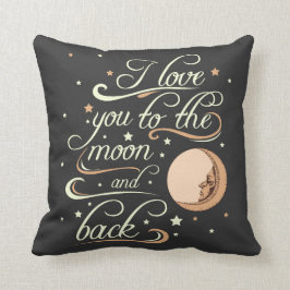Cojín Decorativo Te amo al negro de la luna y de la parte posterior