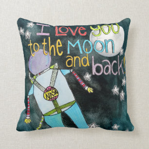 Cojín Decorativo "Te amo arte del astronauta de la luna y de la
