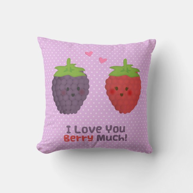 Cojín Decorativo Te amo Berry Mucho Valentines Pun (Anverso)