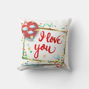 Cojín Decorativo Te Amo con Corazón Rojo