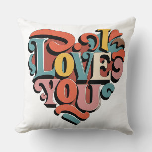 Cojín Decorativo Te Amo Corazón Retro Psicodelia