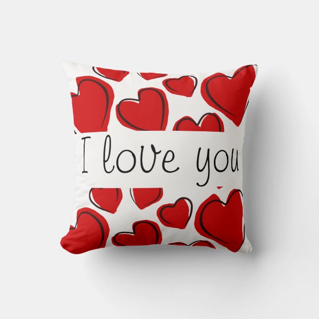 Cojín Decorativo Te amo - Corazones (Anverso)