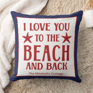 Cojín Decorativo Te amo de la playa y de regreso Verano costero