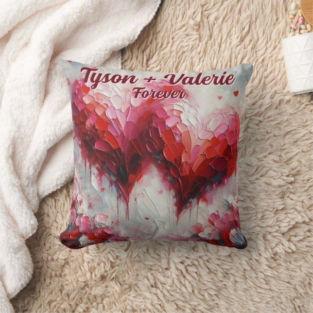 Cojín Decorativo Te Amo Dos Corazones Abstractos Personalizados (Manta)