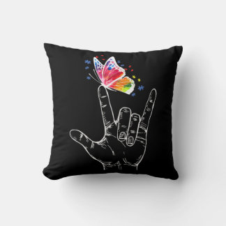 Cojín Decorativo Te Amo El Autismo De La Mariposa Del Lenguaje De R
