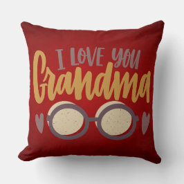 Cojín Decorativo Te amo el guión de caligrafía de la abuela rojo