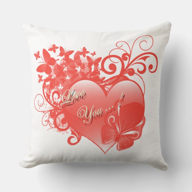 COJÍN DECORATIVO TE AMO EN CORAZÓN ROJO (Anverso)