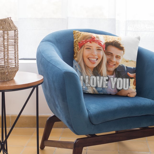 Cojín Decorativo Te Amo Foto De Regalo De Novio (I Love You Boyfriend Gift Photo Throw Pillow)
