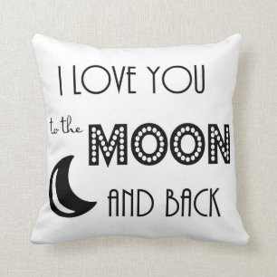 Cojín Decorativo te amo hasta la luna y de vuelta negro blanco