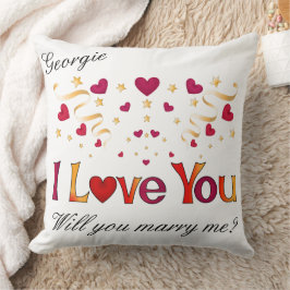 Cojín Decorativo Te amo la propuesta de matrimonio de la cinta dora