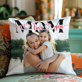 Cojín Decorativo Te Amo Mamá Corazón Rojo Foto De Tipografía