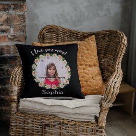 Cojín Decorativo Te amo mamá nombre foto frontera de flor