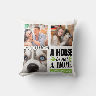 Cojín Decorativo Te amo Mamá tres fotos y cita al perro Cushion