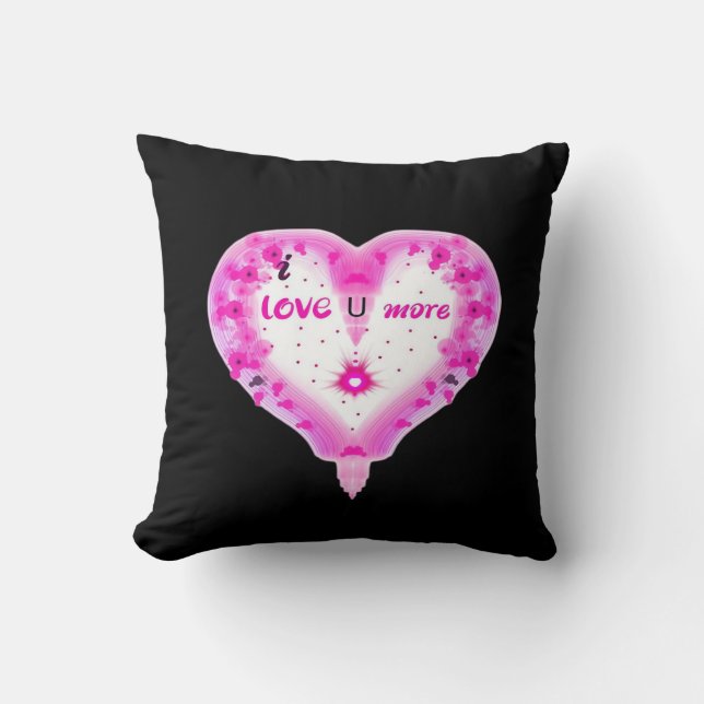 Cojín Decorativo Te Amo Más Corazón Rosa Romántico (Anverso)