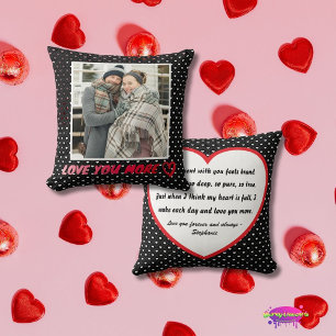 Cojín Decorativo "Te Amo Más" Foto Personalizada y Corazones con Po
