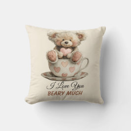 Cojín Decorativo Te Amo Mucho en Postal de Taza