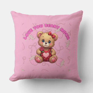 Cojín Decorativo Te Amo Mucho – Osito de San Valentín Tierno
