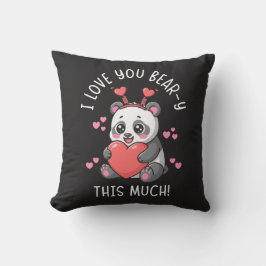 Cojín Decorativo Te Amo Oso Mucho - Panda de San Valentín Adorable
