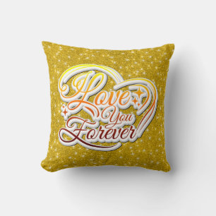 Cojín Decorativo Te Amo Por Siempre Día de San Valentín Purpurina D