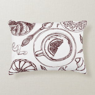 Cojín Decorativo Té, bollería, cruasán, cosecha, mano