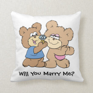 Cojín Decorativo ¿te casarás conmigo proponiendo oso de peluche