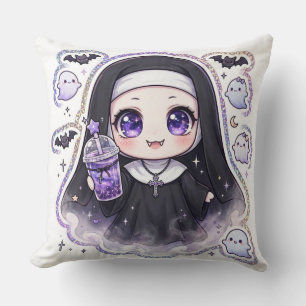 Cojín Decorativo Té de burbujas galaxia monja gótica linda Kawaii H