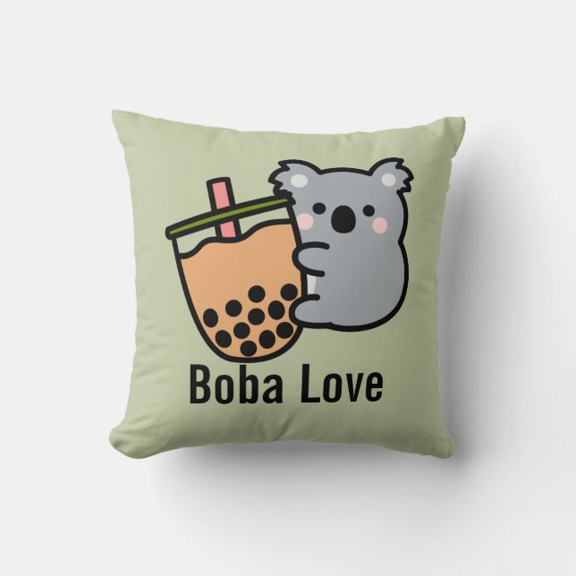 Cojín Decorativo Té de burbujas y oso Koala (Anverso)