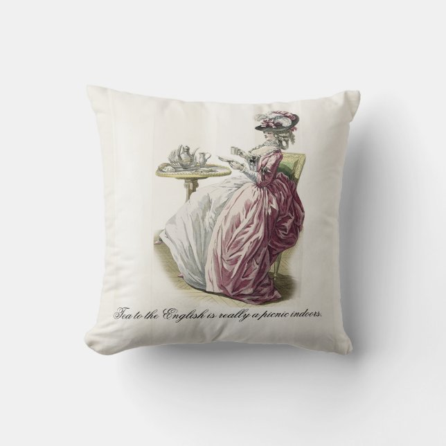 Cojín Decorativo Té de la tarde, con cita (Anverso)