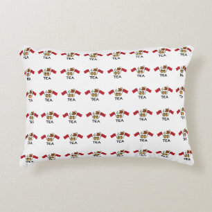 Cojín Decorativo Té de menta marroquí, bandera de Marruecos y té tr