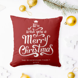 Cojín Decorativo Te deseamos una Feliz Navidad personalizada Red