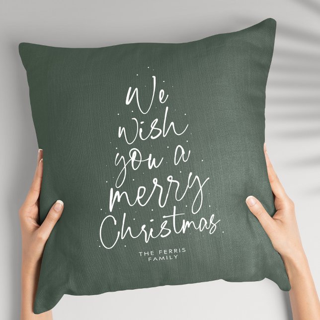 Cojín Decorativo Te deseamos una feliz Navidad personalizada verde (Subido por el creador)