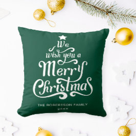 Cojín Decorativo Te deseamos una Feliz Navidad personalizada Verde
