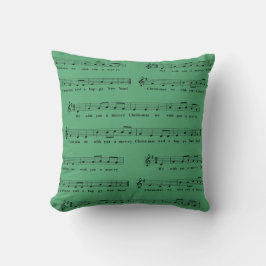 Cojín Decorativo Te deseamos una Feliz Navidad Verde Musical