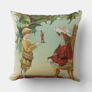 Cojín Decorativo Te deseo una Feliz Navidad - postal vintage