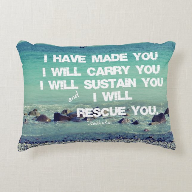 Cojín Decorativo Te he hecho; te llevaré el Verso de la Biblia (Anverso)