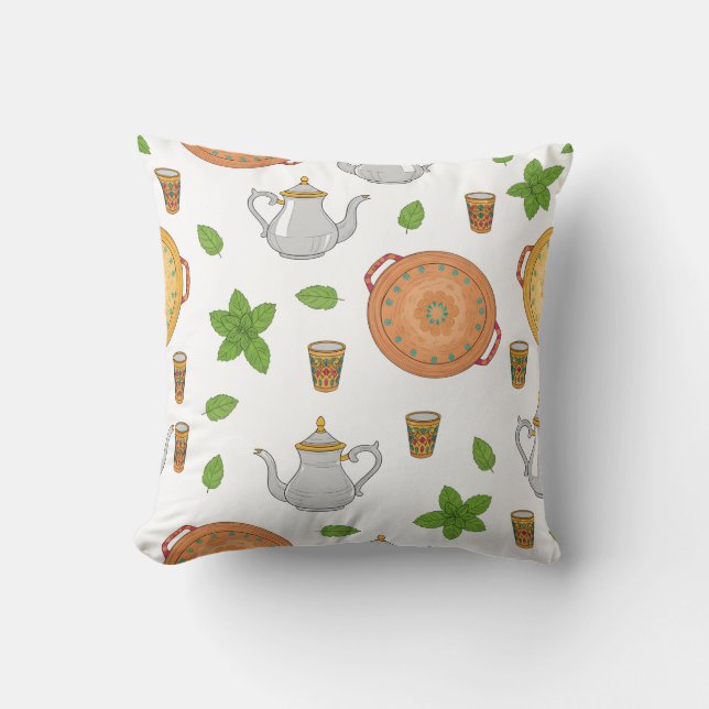 Cojín Decorativo Té marroquí y patrón tayiko (Anverso)