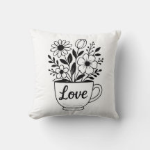 Té negro de bonito con diseño de flores