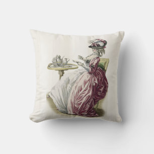 Cojín Decorativo ¡Té por la tarde! (sobre rayas grises de paloma)