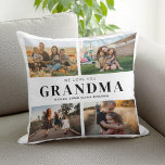 Cojín Decorativo Te queremos, abuela personalizada 4 Collages de fo<br><div class="desc">Digamos que te amamos esta temporada navideña con un regalo personalizado de Navidades tirando almohada con 4 de tus fotos favoritas y nombres de nietos y . Todo el texto de este diseño es editable para que pueda agregar su propio mensaje o texto. Disponible en diversos colores, estilos y productos....</div>