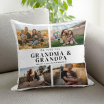 Cojín Decorativo Te queremos abuela y abuelo por Collage de fotos<br><div class="desc">Digamos que te queremos a la abuela y al abuelo esta temporada de vacaciones con un Navidad personalizado lanzando almohada con 4 de tus fotos favoritas y nombres de nietos y nietos. Todo el texto de este diseño es editable para que pueda agregar su propio mensaje o texto. Disponible en...</div>