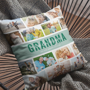 Cojín Decorativo Te Quiero Abuela Foto Collage Verde