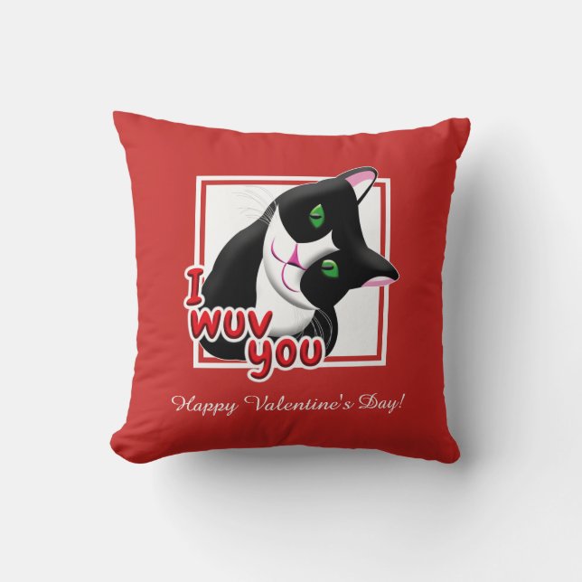 Cojín Decorativo Te quiero gato de San Valentín (Anverso)