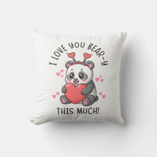 Cojín Decorativo Te Quiero Oso- Mucho Este - Panda Lindo de San Val