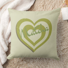 Cojín Decorativo Té verde Matcha, corazón retro y2k