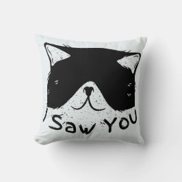 Cojín Decorativo Te Vi Gato Divertido | Gato Negro | Meme de Gato L