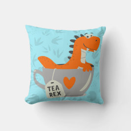 Cojín Decorativo Tea Rex Dinosaurio Verde azulado Naranja Niños Dec