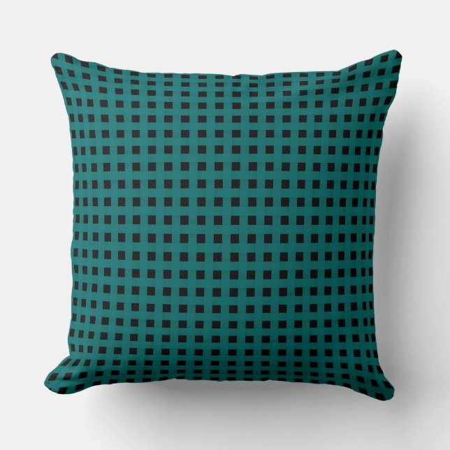 Cojín Decorativo Teal Black Weave Pattern (Anverso)