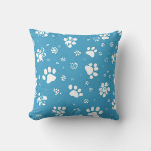 Cojín Decorativo Teal blue Paw Print Throw Pillow-Cute Dog Cat Paws