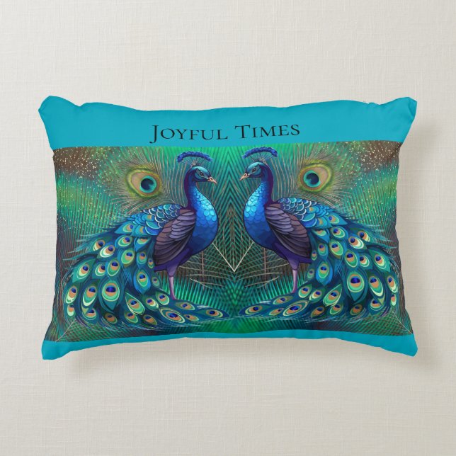 Cojín Decorativo Teal cushion Peacock design (Anverso)