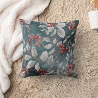 Cojín Decorativo Teal Green, Blue Pillow with Berries